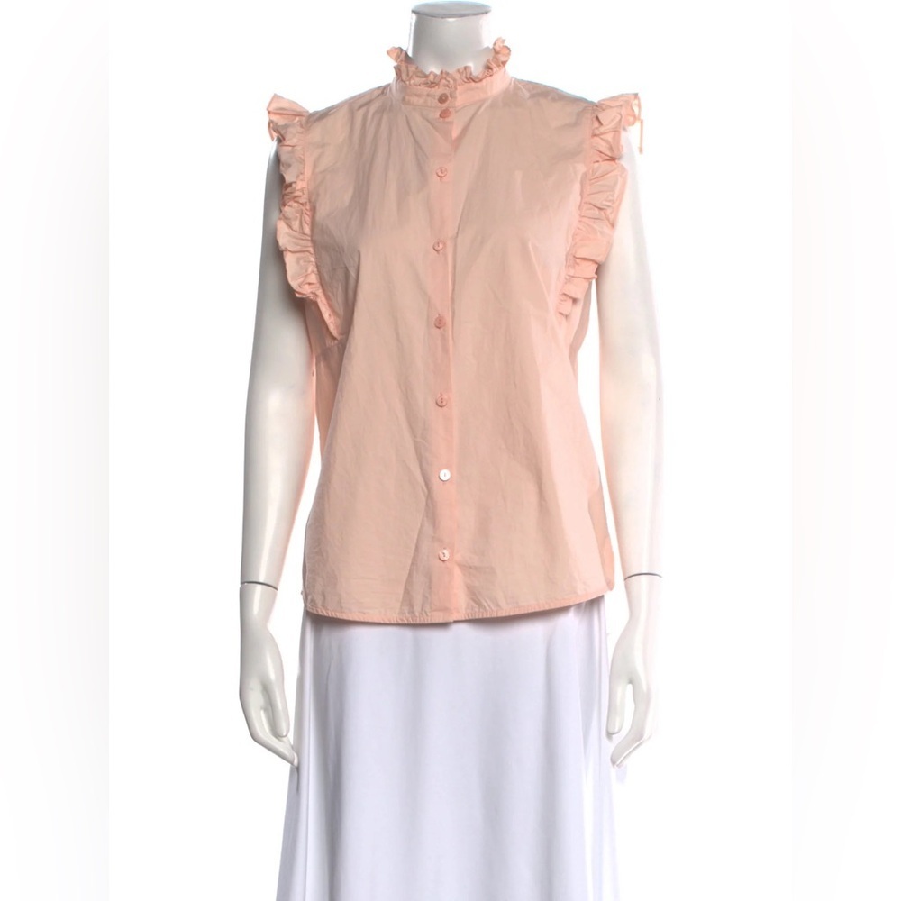 Baum und Pferdgarten Mock Neck Sleeveless‎ Button-Up Top In Light Pink Size 40/L